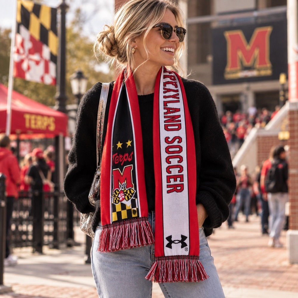 Maryland Terrapins Soccer Scarf Mens Womens Size OS Red Knit Terps Football
